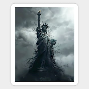 Statue of Liberty: America a Shambled Nation on a Dark Background Magnet